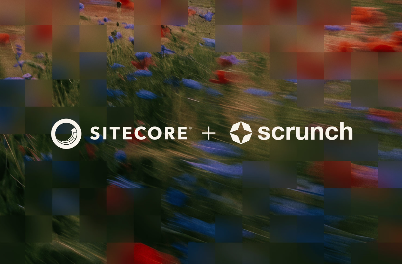 Sitecore and Scrunch logos together, marking Sitecore's acquisition of Scrunch announced in June 2026.